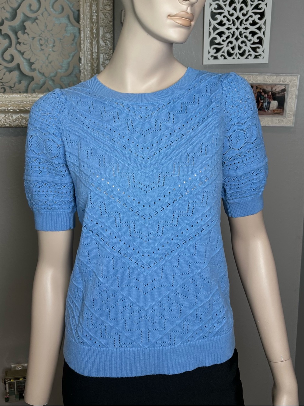 LOFT Sky Blue Knit Short Sleeve Top - Picture 5 of 12